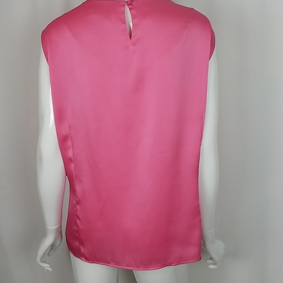 Kasper Woman Pink Satin Sleeveless Blouse Ruching - Picture 4 of 7